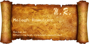 Melegh Romulusz névjegykártya